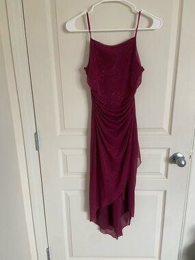 City Triangles Y2K Burgundy Sparkle High-Low Slip Dress XS